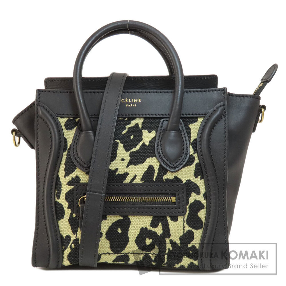 Celine Luggage Leopard Handbag Canvas Calfskin - Picture 1 of 11